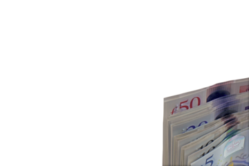 Isolated sterling uk pound notes