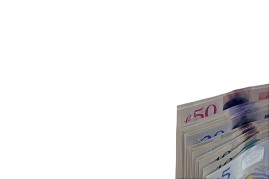 Isolated sterling uk pound notes