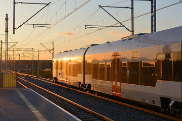 Gdansk, Poland - April 30, 2023: Pomeranian Metropolitan Railway in Gdansk. Public transport that...