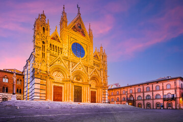 Siena, Italy - Duomo di Siena morning twilight, blue hour of Tuscany.