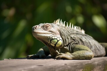 Fototapeta premium Iguana basking in the su