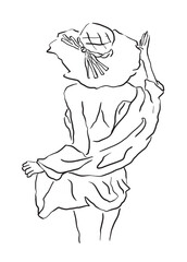 Hand drawn summer girl on the beach