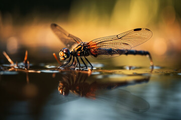 photo of dragonfly on water