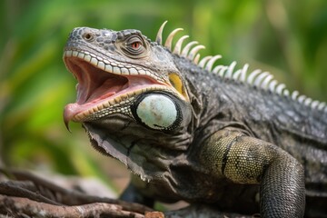 Obraz premium Iguana with its tongue ou