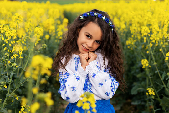 Pray for Ukraine. Stop war. Ukraines Independence  Day. Constitution day. Ukrainian girl  in embroidered shirt vyshyvanka. Ukrainians are against war. Kolza