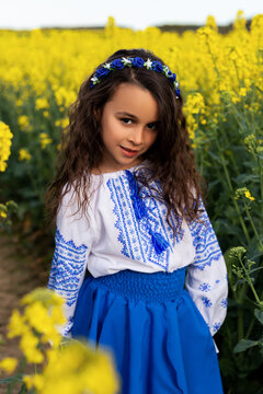Pray for Ukraine. Stop war. Ukraines Independence  Day. Constitution day. Ukrainian girl  in embroidered shirt vyshyvanka. Ukrainians are against war. Kolza