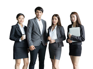 Group portrait young colleagues of Asian creative business team. on formal suit