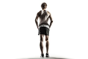 Athlete runner at the start, portrait of a runner on a white background, generative AI.