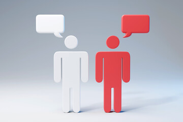 white and red person chatting 3d render