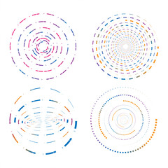 Abstract illusion circle dash line. Tech elements set
