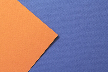 Rough kraft paper background, paper texture orange blue colors. Mockup with copy space for text