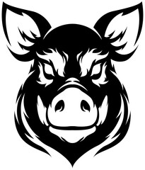 Pig head mascot. Swine logo. Hog illustration.