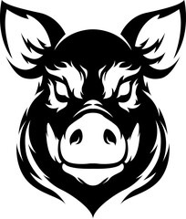 Pig head mascot. Swine logo. Hog illustration.