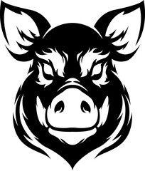 Pig head mascot. Swine logo. Hog illustration.