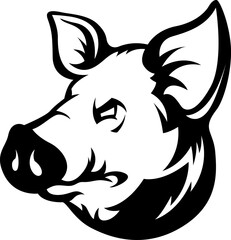 Pig head mascot. Swine logo. Hog illustration.