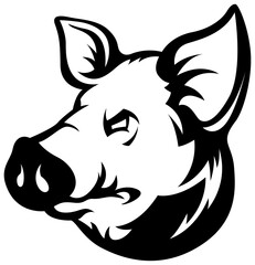 Pig head mascot. Swine logo. Hog illustration.