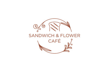 Sandwich flower logo design cafe restaurant food icon symbol