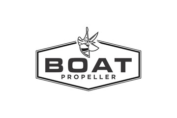 Boat screw propeller logo design ship yacht maritime - obrazy, fototapety, plakaty