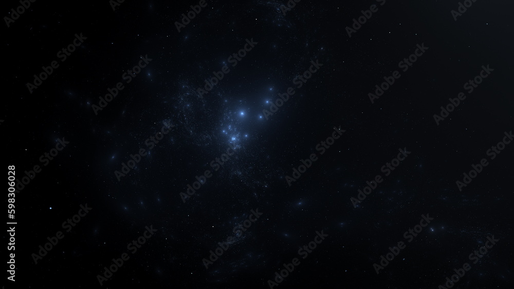 Fototapete Luminous modern abstract background, fractal world. Digital space for use in design. Round shapes and lines. 3d render