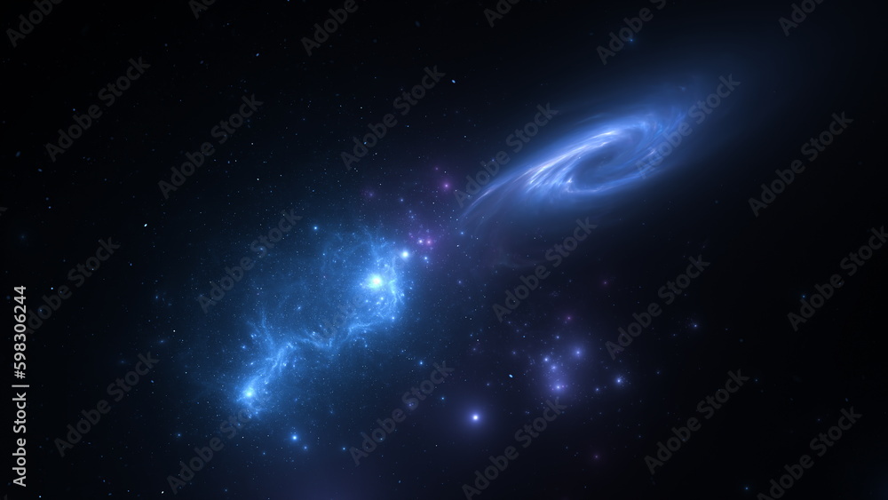 Wall mural galaxies nebulae and stars in the universe. creation of new worlds. space background, cosmos. 3d ren