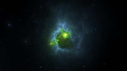 Galaxies nebulae and stars in the universe. Creation of new worlds. Space background, cosmos. 3d render