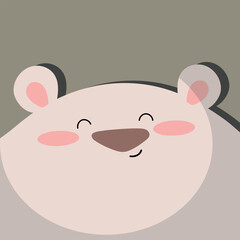 Cute animal baby face posters set vector illustration. Hand drawn nursery character card collection for graphic, print, card or poster. Trendy scandinavian funny kid design.