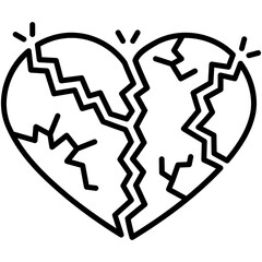 Broken Icon. Wedding Love Romance Symbol. Line Icon Vector Stock 