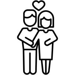 Couple Icon. Wedding Love Romance Symbol. Line Icon Vector Stock 