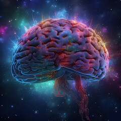Brain in Space, Colorfull, Fantasy, Abstract, Generative ai