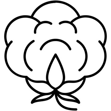Cotton Ball Icon. Cotton Flower Symbol. Line Icon Vector Stock 