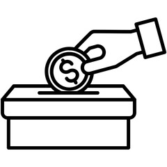 Charity Icon. Charitable Give Back Symbol. Line Icon Vector Stock 