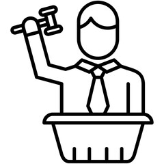 Auctioneer Icon. Auction Act Symbol. Line Icon Vector Stock 