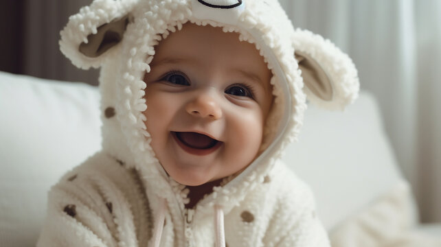 baby dressed in sheep costume, Generative AI