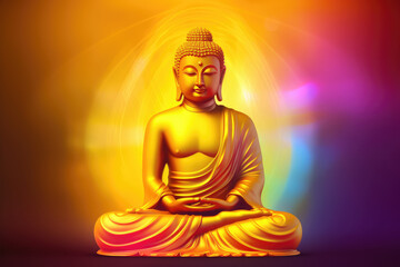 Buddha sitting on a lotus, generative AI