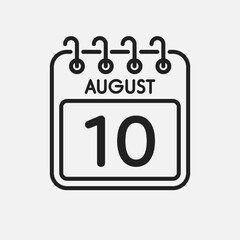 Icon page calendar day - 10 August