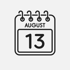 Icon page calendar day - 13 August