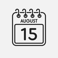 Icon page calendar day - 15 August