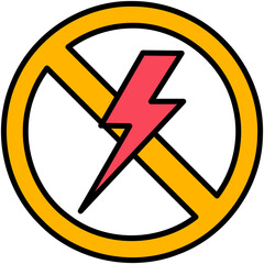 Electricity ban Icon. Power Outage Symbol. Line Filled Icon Vector Stock 
