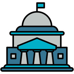 Government Icon. Politics Public Election Symbol. Line Filled Icon Vector Stock 