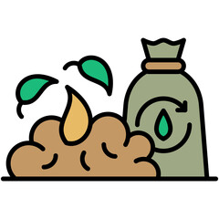 Compost Icon. Bio Degradable Symbol. Line Filled Icon Vector Stock 