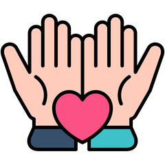 Charity Icon. Back Give Solidarity Symbol. Line Filled Icon Vector Stock 