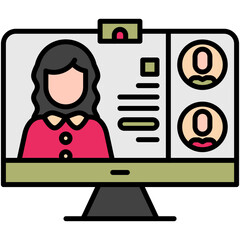 Lecture Icon. Online Video Webinar Symbol. Line Filled Icon Vector Stock 