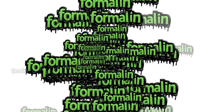 animated video scattered with the words FORMALIN on a white background	