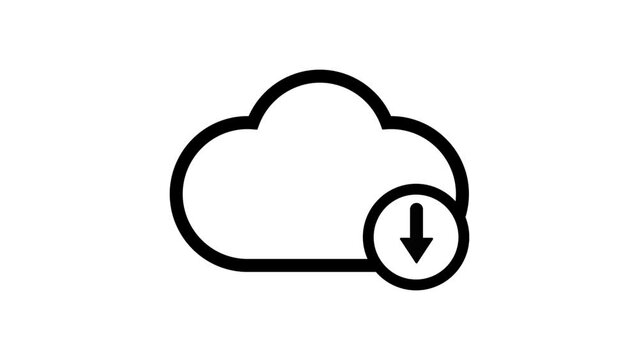 Cloud download icon, Animated icon on transparent background, alpha channel included.