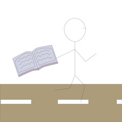 person with a book, every step of your career need knowledge simple vector