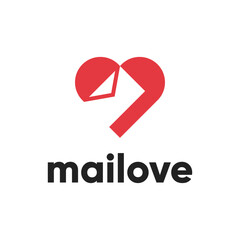Modern logo combination of heart and red envelope