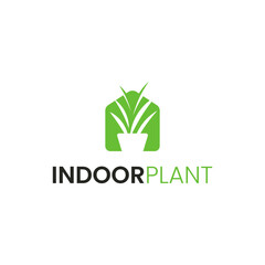 Modern logo of house and plant combination.