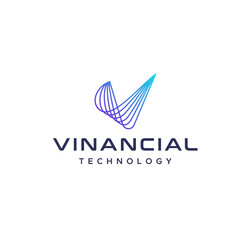 Modern V logo in mono line style going up.