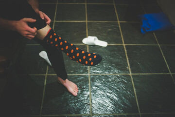 Close up creative image of a Groom's Wedding Attire at a real wedding