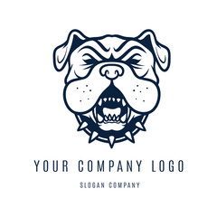 buldog dog animal minimalism black and white logo